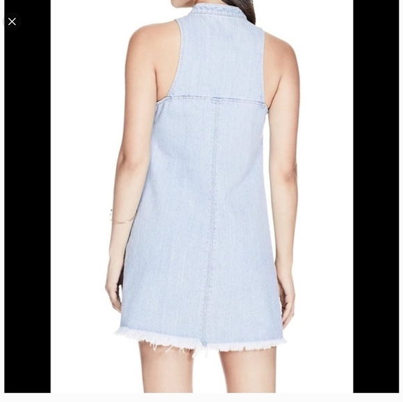 Guess Womens Cotton Halter Distressed Relaxed Denim Mini Dress Blue Size Small - Picture 3 of 12